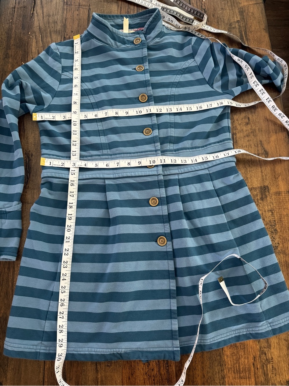 Matilda Jane Jacket Womens M Blue Striped Button Front Long Cardigan Coat - Picture 9 of 13